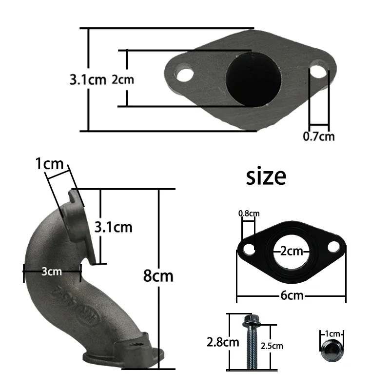 ONLEEYPP Motorfiets 20mm Inlaatspruitstuk Pijp Pakking Motor Carburateur Voor 50cc 70cc 90cc 110cc 125cc ATV Quad Kart Buggy