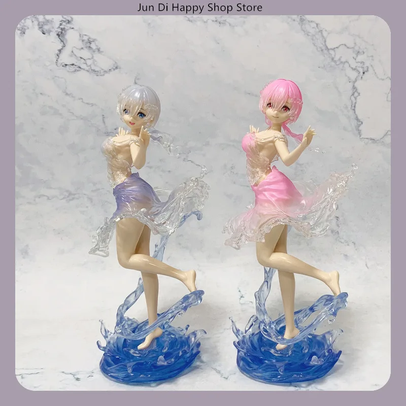 24cm Re:Zero − Starting Life In Another World Rem Wasserkleid Stehende Pose Anime-Figur Modell Statue Sammlerstück Desktop-Geschenk