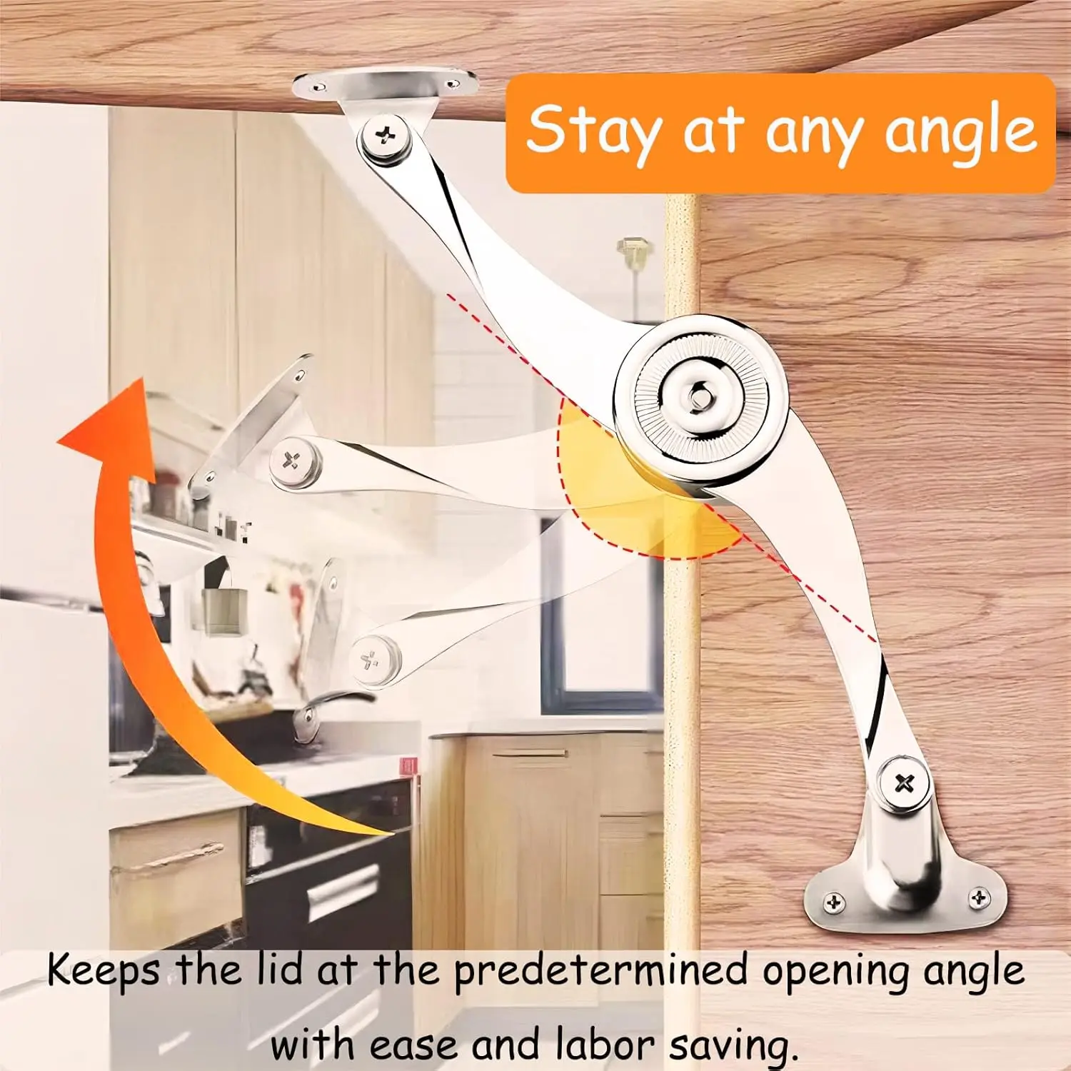 مفصلات إيقاف هيدروليكية بشكل عشوائي لباب خزانة المطبخ، مفصل تلميع قابل للتعديل، أثاث يرفع رفرف البقاء يدعم الأجهزة #1