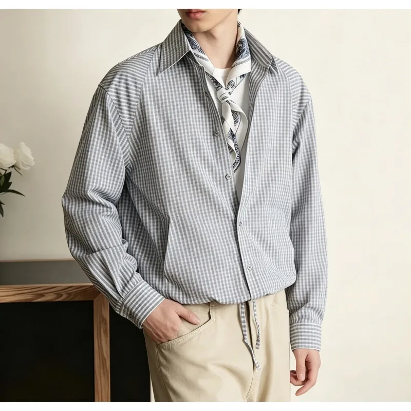 British Style Lyocell Plaid Long Sleeved Shirt for Men 2026 Autumn Casual Business Shirts Jacket Versatile Social Men Clothing