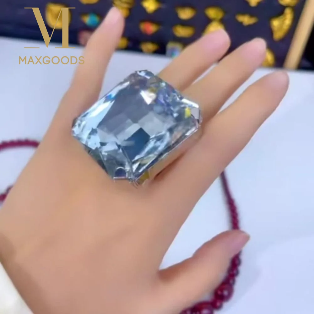 Square Shape Square Rhinestone Ring Adjustable Size Rhinestone Crystal Vintage Wedding Ring Exaggerated Giant Large Size