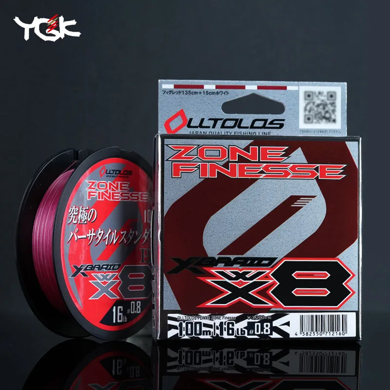 

YGK X-BRAID OLLTOLOS WX8 8-жильный PE шнур, слегко плавающий, высокочувствительный, для точной ловли баса