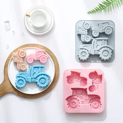 3 Holes of Different Sizes Tractor Shape Silicone Mold Fondant Cake Chocolate Mold Ice Cube Cake Mould Baking Accessories