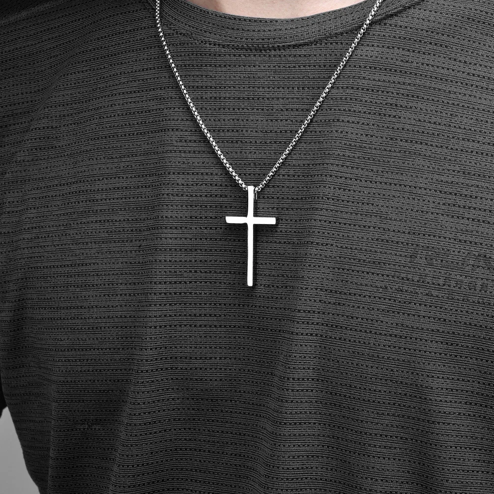 Titanium Steel Cross Necklace For Men Women Black Gold Silver Color Chain Crucifix Pendant Punk Party Never Fade Jewelry