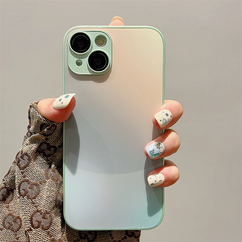 

AG frosted process glass back g iPhone 15 case 14 plus with lens film 13 promax dazzle 12 ultra-thin 11 fashion minimalist style