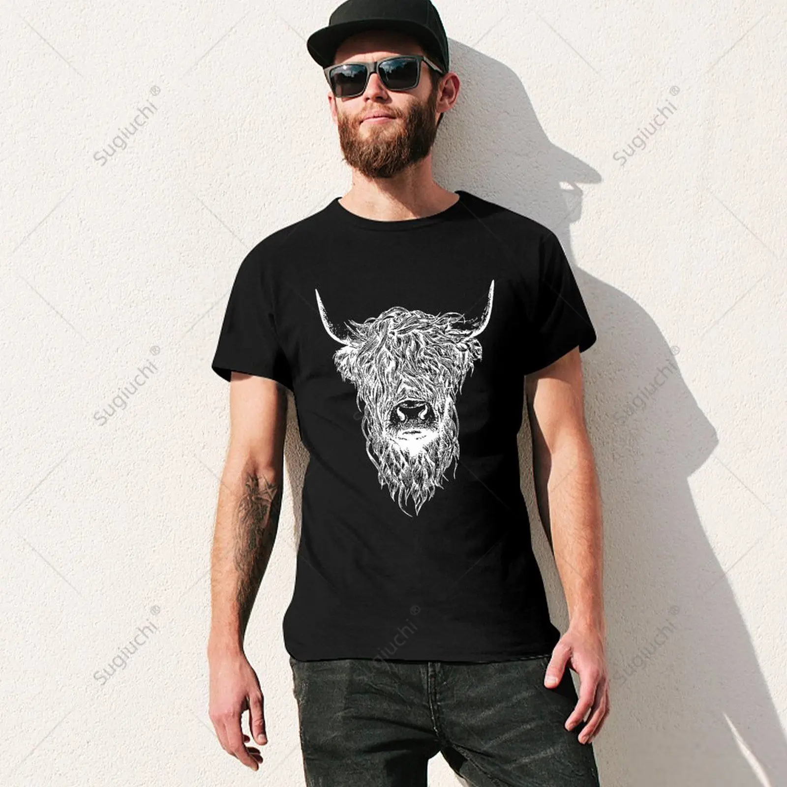 Unisex Men Scottish Highland Scotland Cattle Animal Cow Tshirt Tees T Shirts Women Boys 100% Cotton T-Shirt