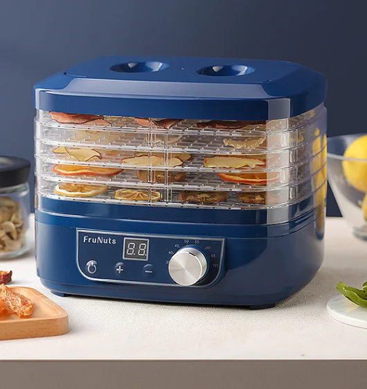 220V Rumah Tangga Listrik Kering Buah Sayuran Ramuan Daging Mesin Makanan Dehidrator Hewan Peliharaan Daging Dehidrasi 5 Nampan Makanan Ringan Pengering Udara