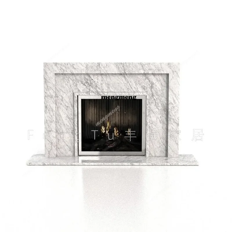 M138 natural marble fireplace designer villa living room against the wall stone carving fireplace frame travertine decorative ca