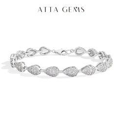 ATTAGEMS Luxury Moissanite Bracelet for Women Pear Shape Full D Color VVS1 Diamond S925 Silver White Gold Plated Wedding Jewelry
