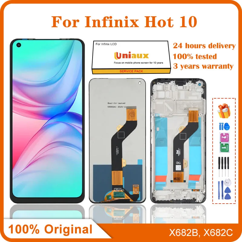 

Для мобильного телефона Infinix Hot 10, ЖК-экран в сборе, сенсорный экран, замена ЖК-панели
