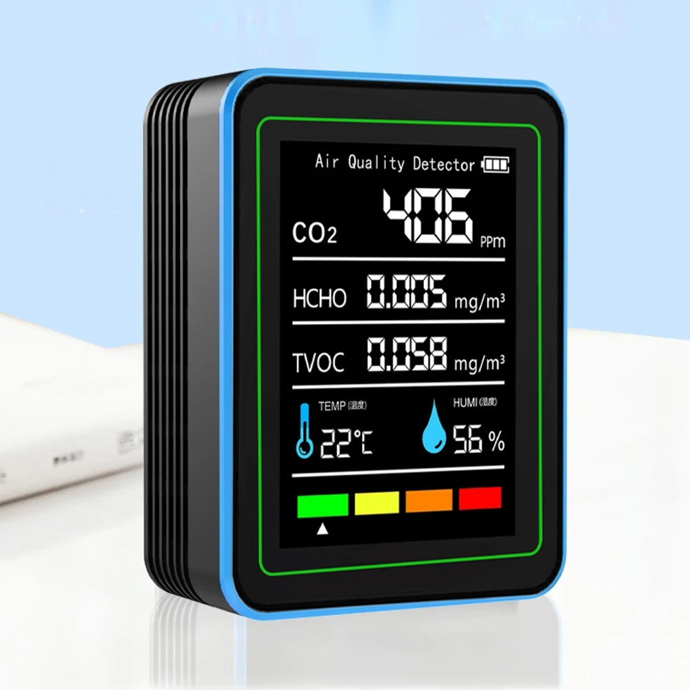 5 In1 Smart-LED Display Indoor Carbon Dioxide Detector Air Quality Monitor HCHO/Temperature Tester With USB Cable