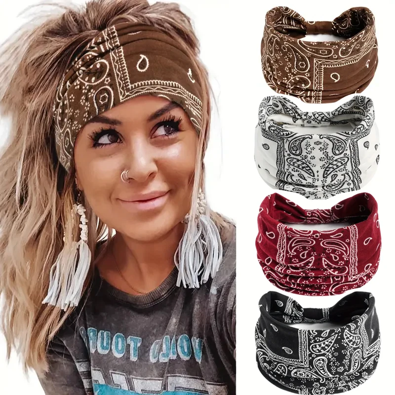 

Bohemian Soft Twist Knotted Wide Edge Headband Women Sports Soft Yoga Turban Bandana HeadScarf Bandeau Femme Pour Cheveux