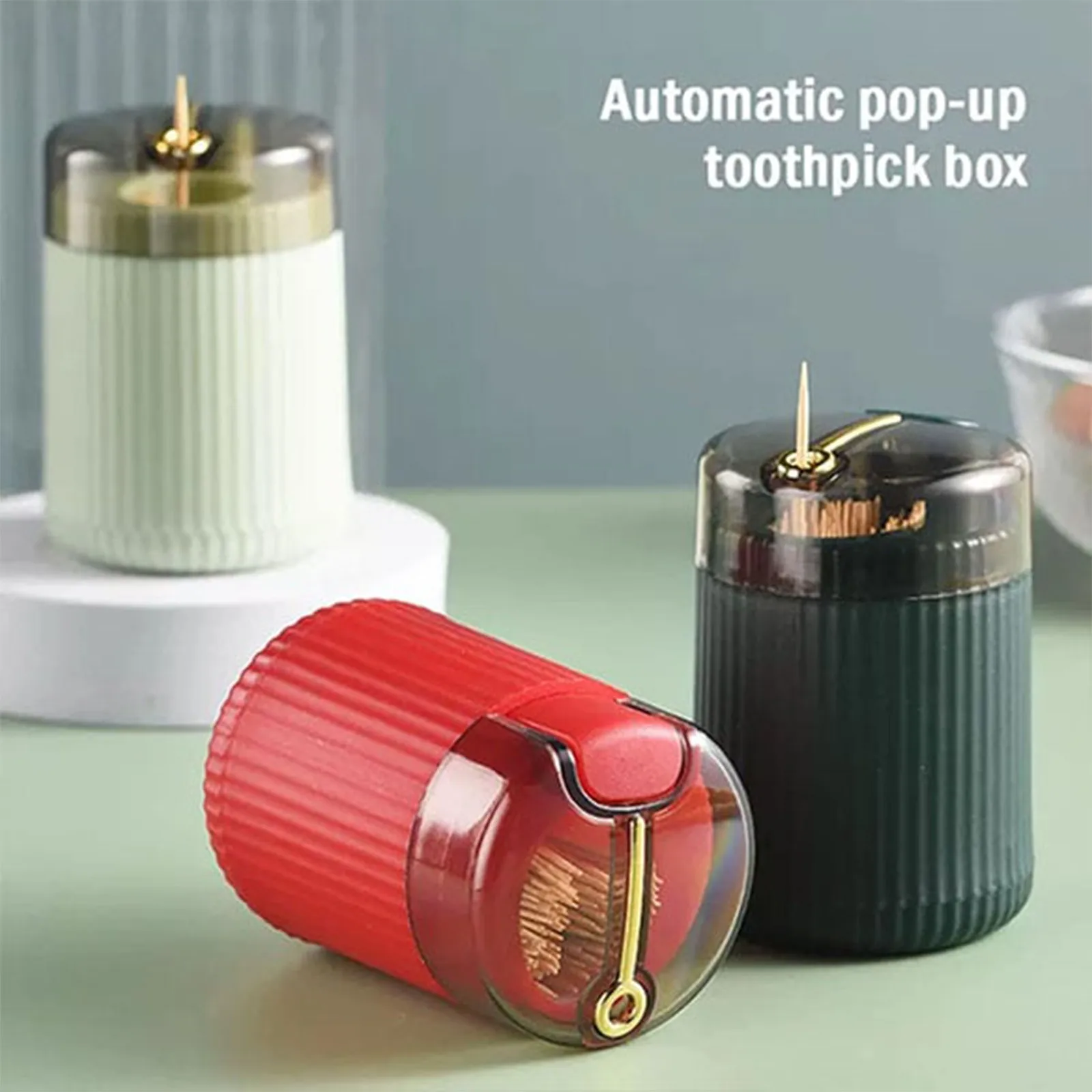 Pop-Up Automatic Toothpick Dispenser Portable Plastic Toothpick Holder Container Creative Press Toothpick Storage Box Organizer