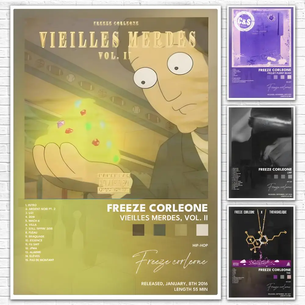 French Drill Rapper f-freeze corleone Poster All-match HD Waterproof Self-Adhesive Wall Art Sticker For Home Bedroom