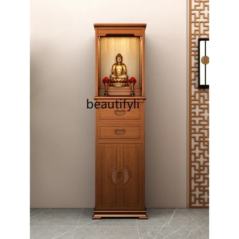 

yj9 New Clothes Closet Solid Wood Household Buddha Cabinet Buddha Shrine Incense Burner Table Altar with Door-God Table Cabinet