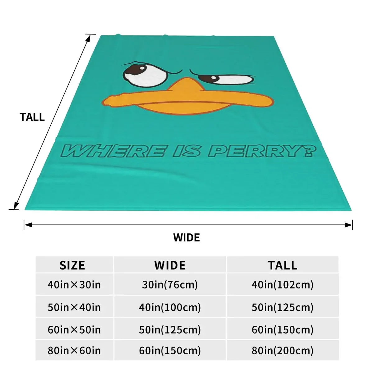 Perry The Platypus Blanket Soft Warm Flannel Throw Blanket Cover for Bed Living room Picnic Travel Home Sofa