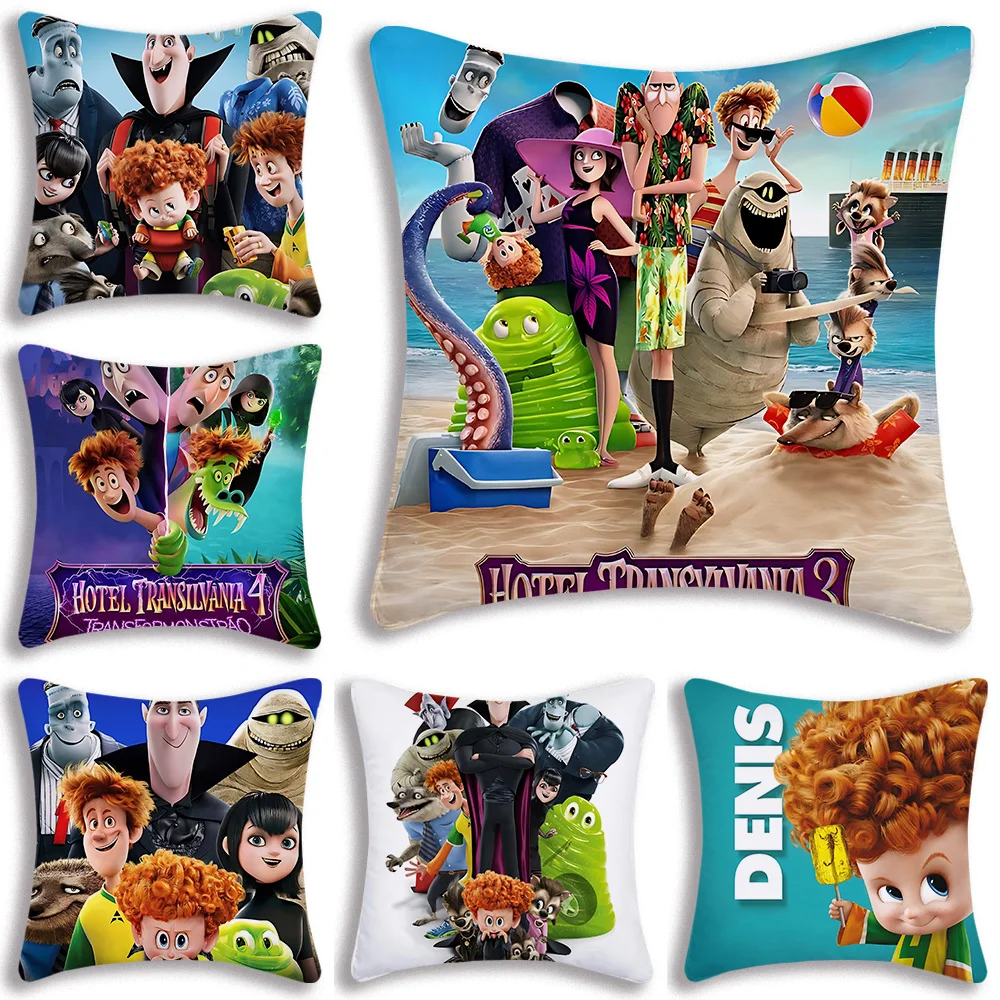 Hotel Transylvania Pillow Covers Cartoon Sofa Decorative Home Double-sided Printing Short Plush Cute Cushion Cover