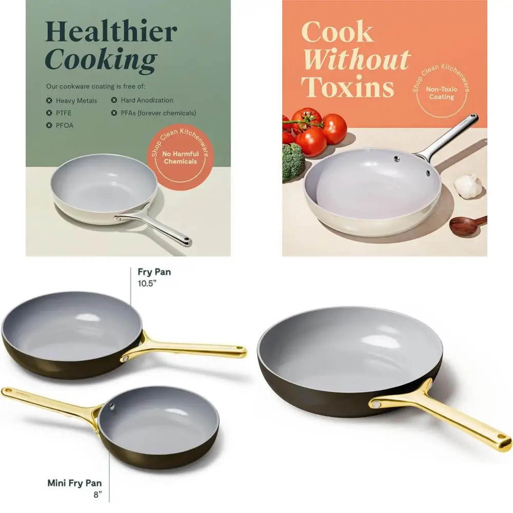 

Nonstick Ceramic Frying Pan 2.7 Qt 10.5 Inch - Safe, PTFE and PFOA Free, Oven Safe, All Stovetop Compatible, Gas Included