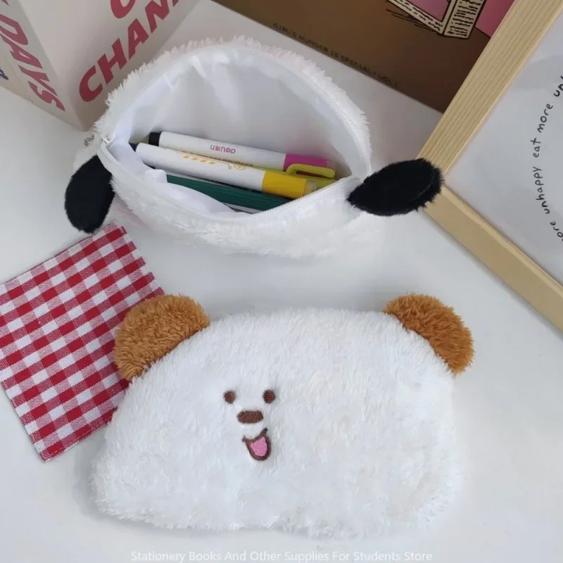 New Japan and South Korea Instagram Style Cartoon Cute Dog Plush Pen Bag Large Capacity Pencil Case Makeup Bag Storage Bag