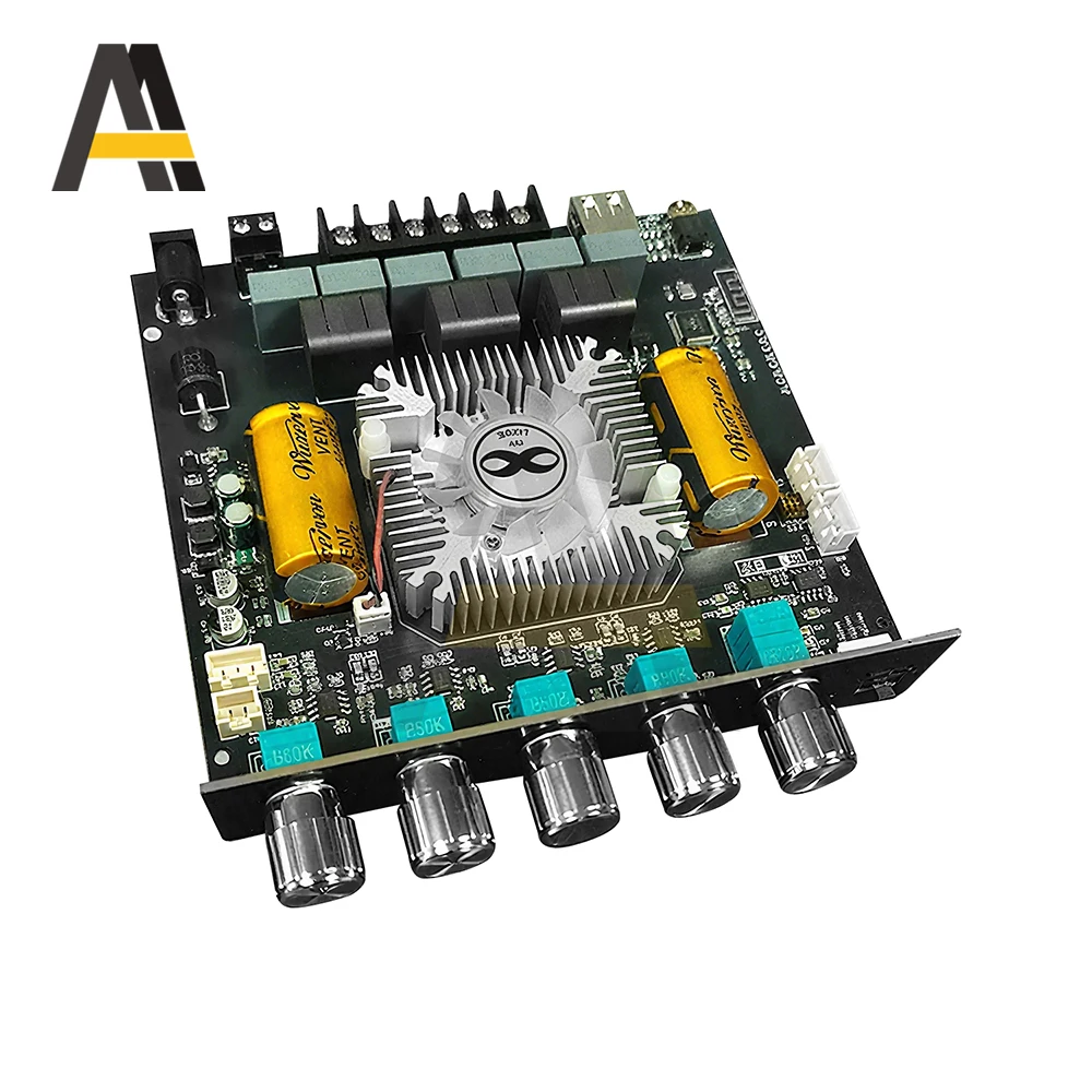 ZK-AS21 2.1 قناة TPA3255 220WX2 + 350W بلوتوث وحدة مكبر كهربائي رقمي مضخم صوت عالي ومنخفض النغمة
