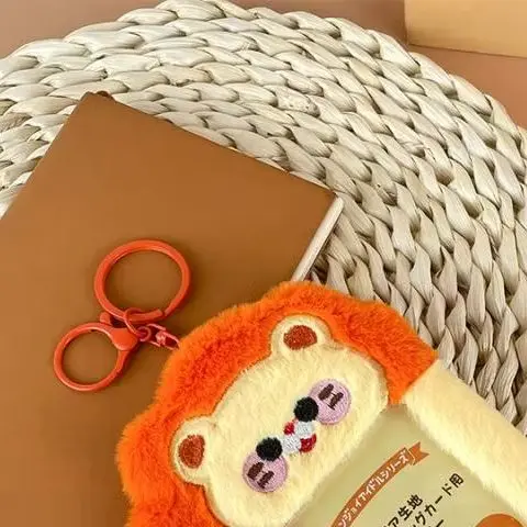 

Kawaii Cartoon Sun Lion Fluffy Plush Card Holder Bus Card Bank Credit Card Anti-Lost Protective Sleeve Backpack Pendant Keychain
