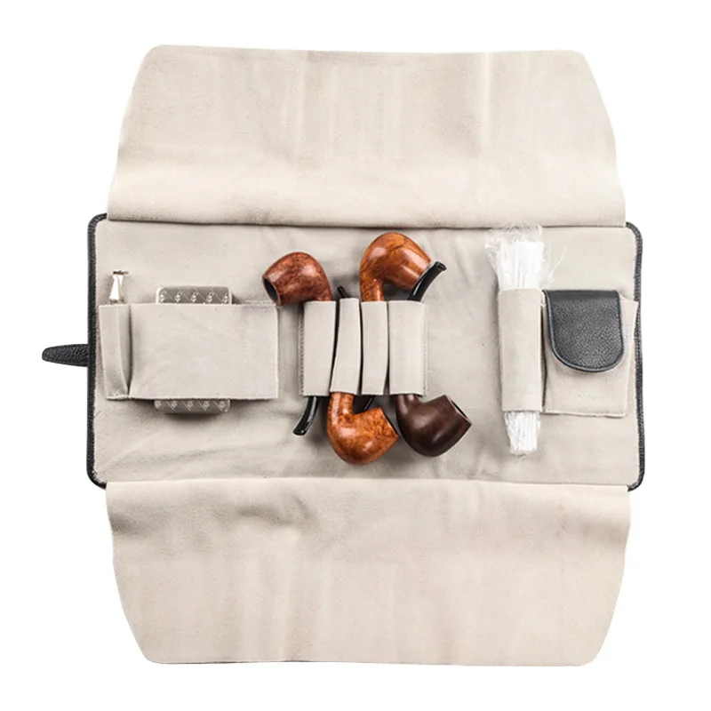 

First Layer Cowhide Pipe Bag 4 Pipe Bag Large Capacity, Multi-function, Portable, Pipe Accessories