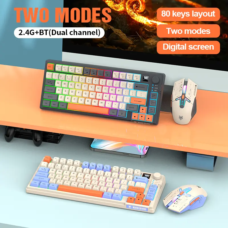 XUNFOX K920 무선 듀얼 모드 블루투스 키보드 및 마우스 세트 게임 오피스 노트북 범용 키보드 및 마우스