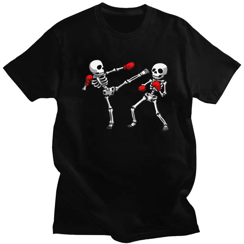 Kickboxing Kickboxer Boxing Skull T Shirts Pure Cotton Tees Shirt Summer O Neck Boxer Marital Arts Tshirt Casual Short-Sleeve