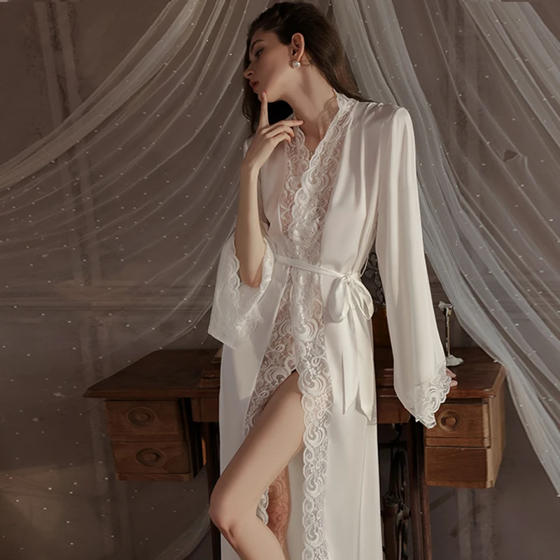 

Sexy Silk Satin Robe Long Wedding Dr for Bridesmaid And Friend Morning Gown Pure Desire Court Sle Large Size Spwear