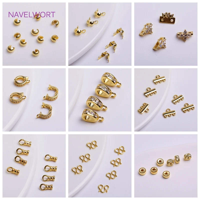 18K Gold Plated Layer Clasp Pendant Bails Connector Drop,Brass Metal Lobster Clasps Extension Chain DIY Jewelry Making Accessory