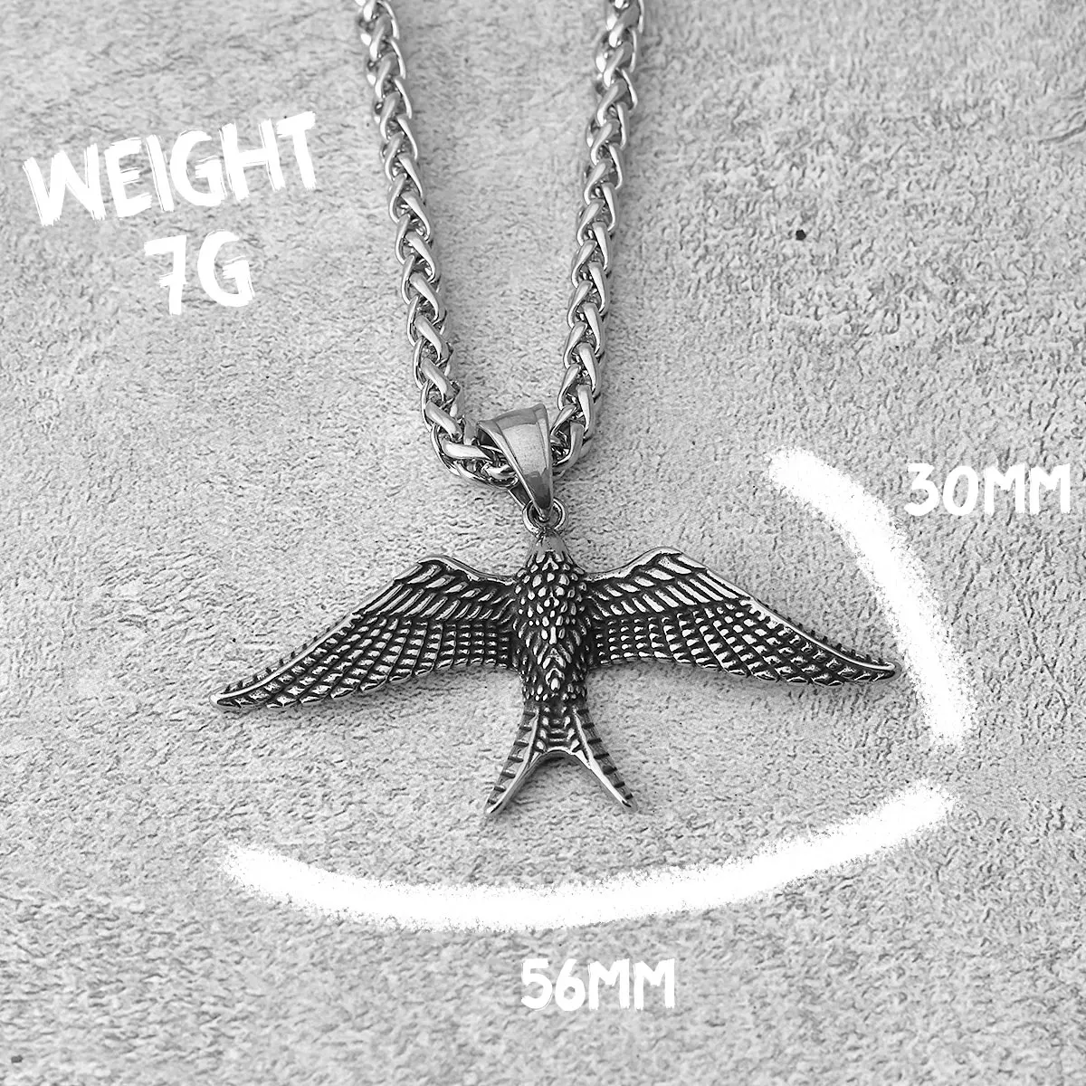 Viking Stainless Steel Animal Swallow Pendant Necklace Quality Handmade Imitation Bird Punk Hip Hop Necklace Men\'s Party Jewelry