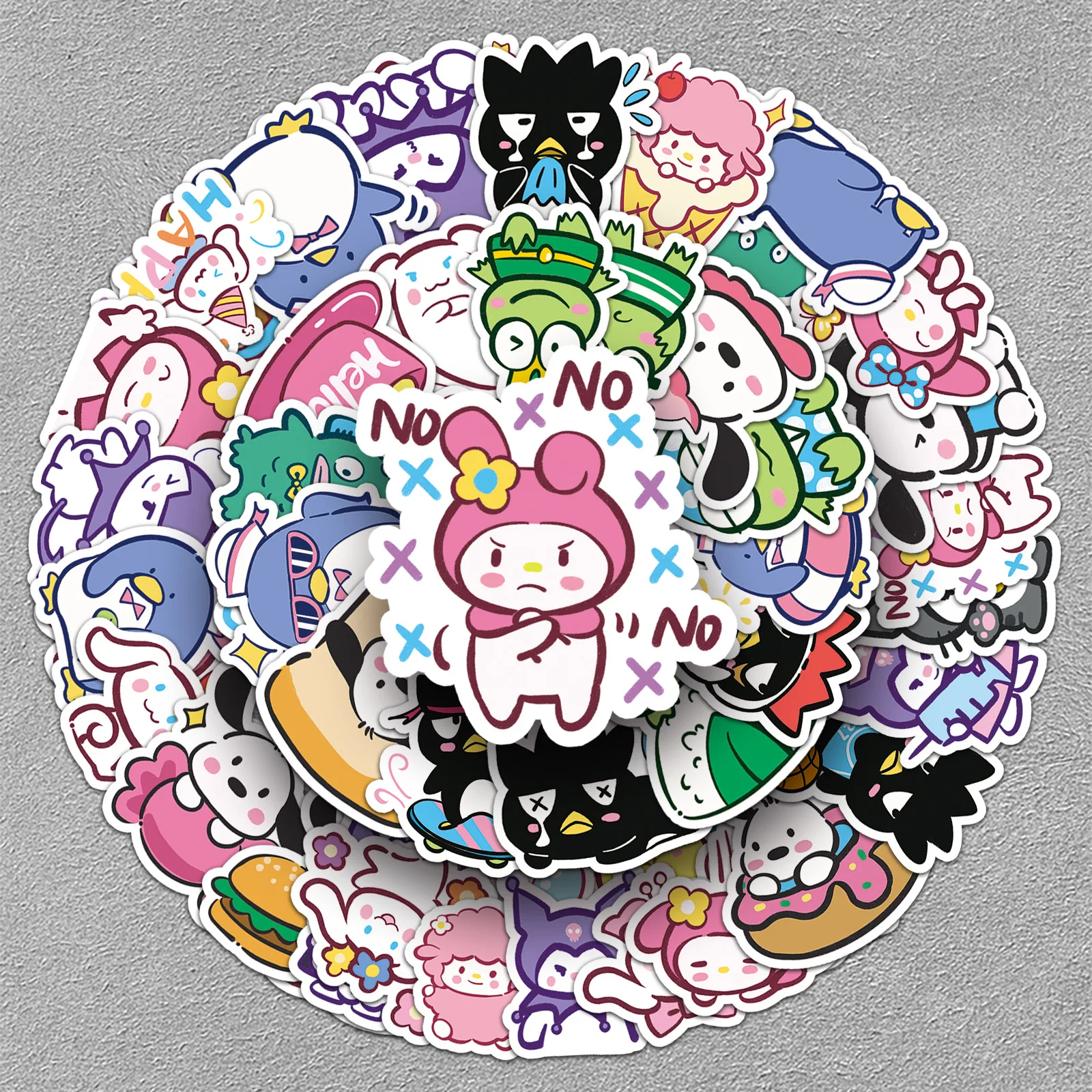 

50Pcs/Set Sanrio Stickers Hello Kitty Hand drawn Cartoon Cinnamoroll Waterproof Decoration DIY Computer Stickers