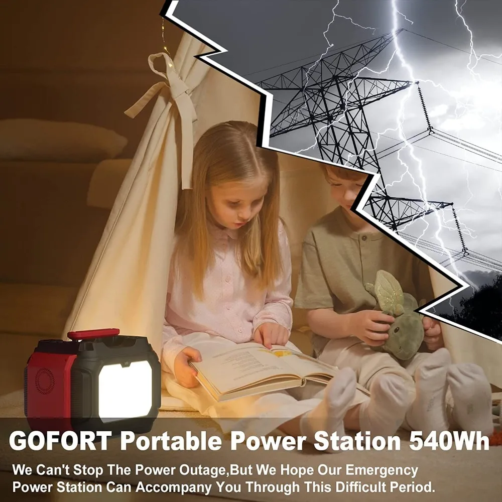 Portable Power Station 540Wh/500W(Peak 1000W) 6 x AC 110V Outlets PD 60W Portable Solar Generator CPAP Battery Power Outage Supplies Emergency Backup Power for Outdoor RV/Van Camping Fishing,Outdoor Energy Camping Travel(Solar panels sold separately) view 8