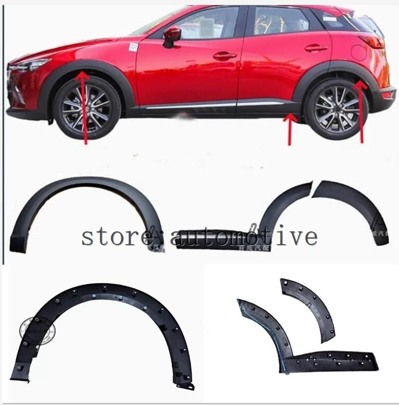 Für Mazda CX-3 cx3 2017-2024 Auto-styling Schwarz Kotflügel Flares Rad Arch kotflügel kits Hinten stoßstange Schweller Schutz überzogene körper