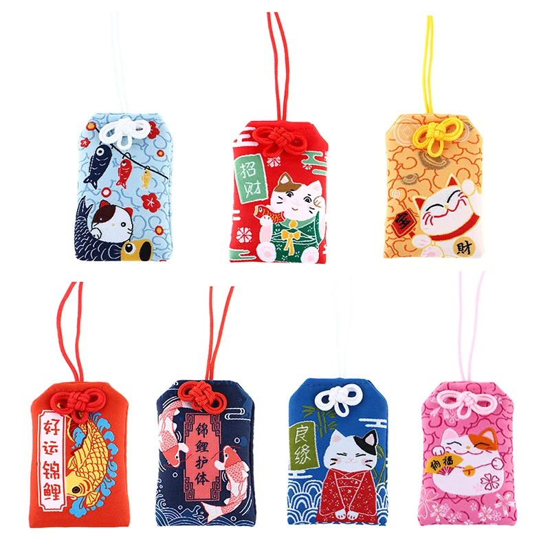 Japanese Prayer Omamori Pray Fortune Health Wealth Bag Guard Talisman Pendant