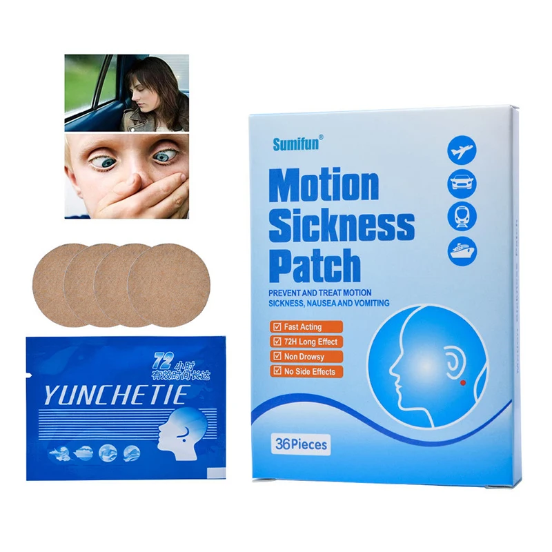 Travel Motion Sickness Stickers 36pcs Natural Safety Anti Car Sickness Patch Mini Quick Long-Lasting Durable For Adult Elderly