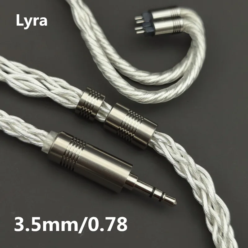 Lyra-Auscultadores Prata Pura, OCC importados, 8 Strand, prata pura, fio Coupgrade atualizado, DIY febre Grau 504 Núcleo, diâmetro exterior Diâmetro