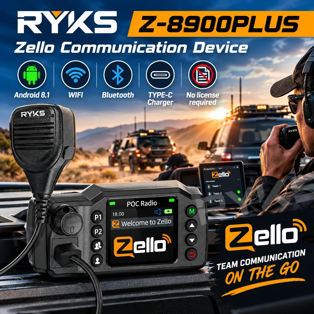 8900Plus Zello 4G Poc Walkie Talkie 5000Km Long Range Android 8.1 Wifi Bluetooth Mobile Vehicle Two Way Communication Radio
