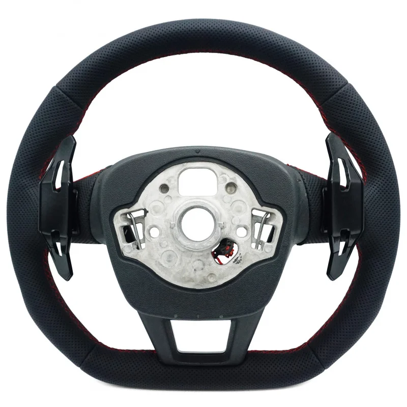 For Audi A6C8 A7 S model, fully perforated with red stitching, painted black, large paddle shifters, with heated steering