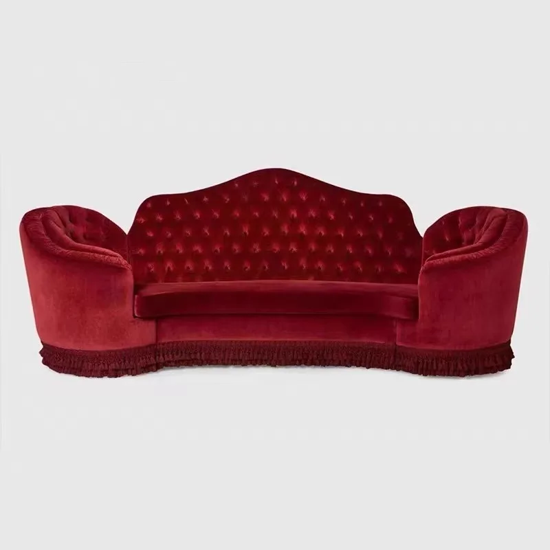 

Jacquard retro style solid wood villa sofa living room bedroom