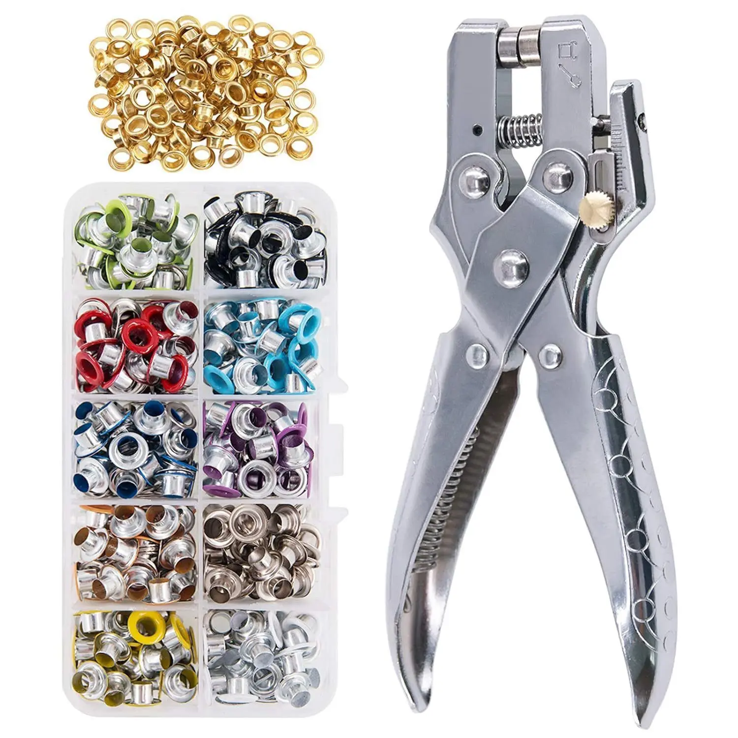 5mm Multi-Color Metal Eyelets Grommets Kit 100/600Sets with Installation Tools for Leather Canvas Shoes Belts Bags Crafts