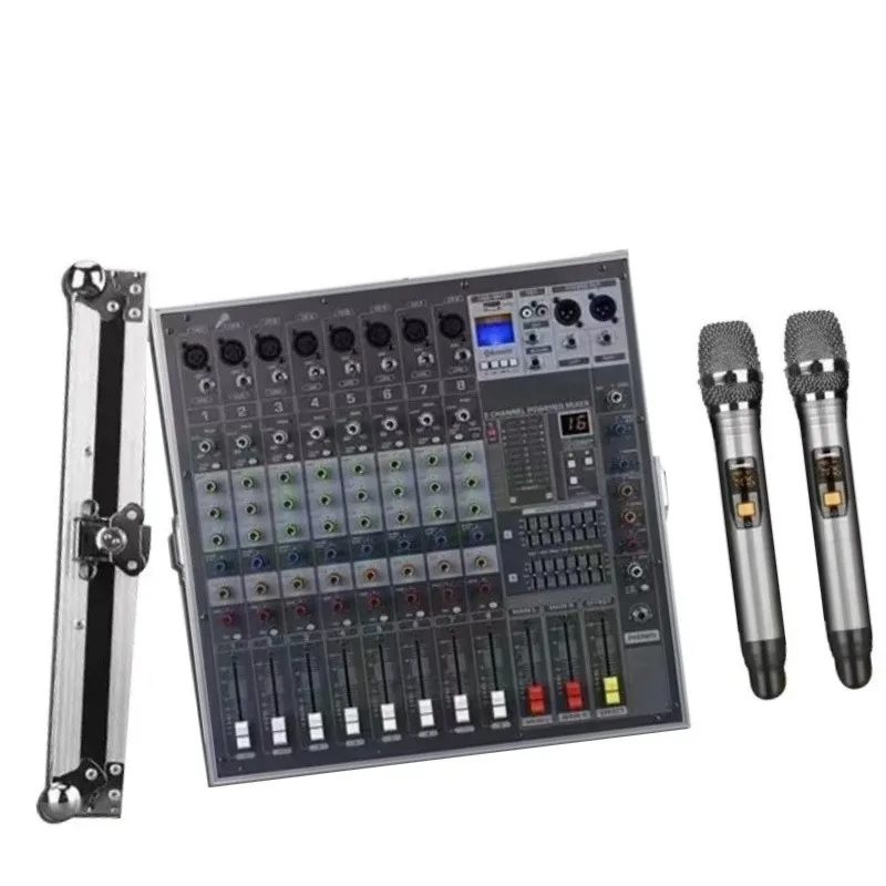 HMX8 Outdoor Stage Powered Audio Mixer Anti-Feedback Microphone All-in-One Unit Equipped with Flight Case