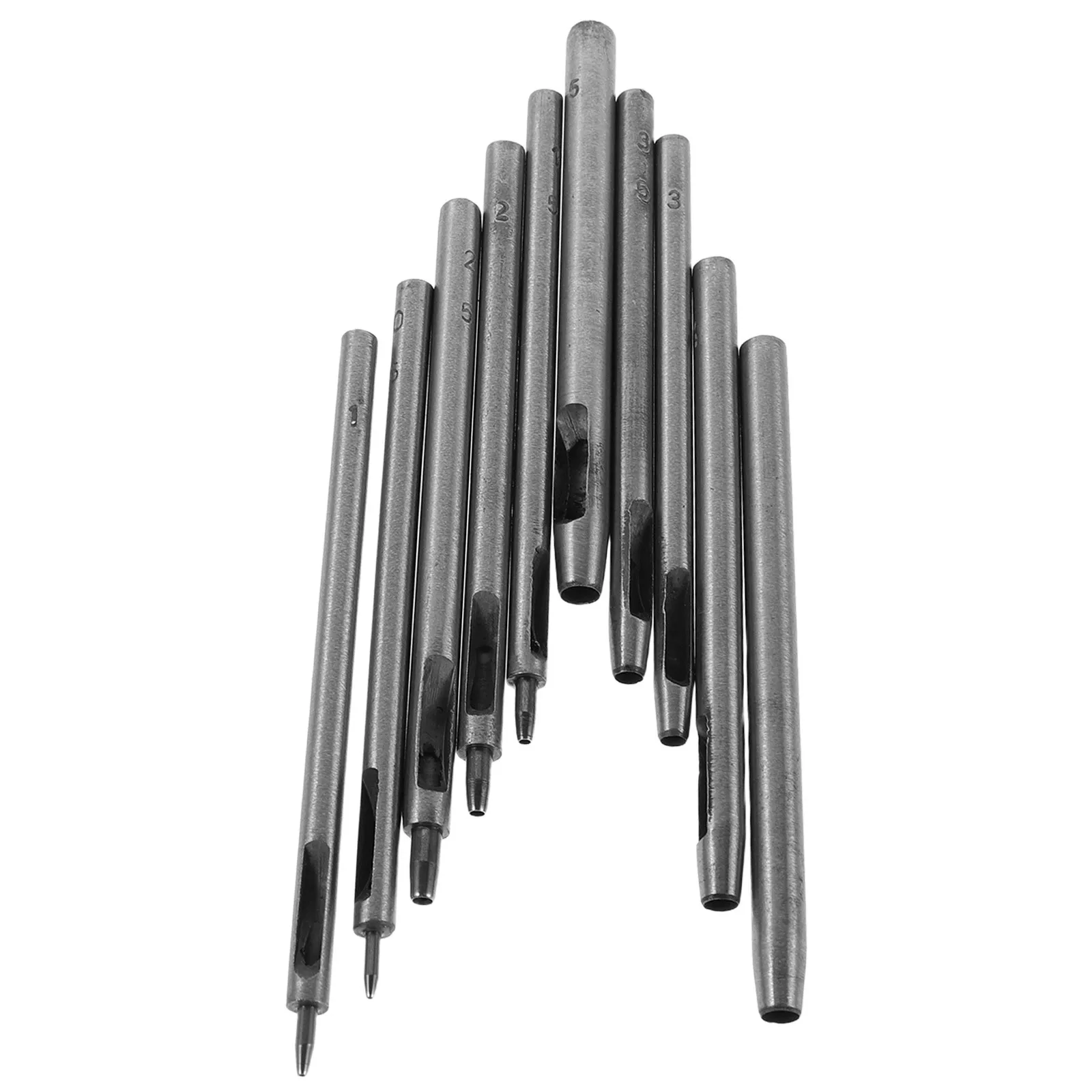 10pcs Hole Punch Set: Steel Hollow Punch Tool For Belts Straps Round Hole Puncher For Leatherworking Canvas Rubber