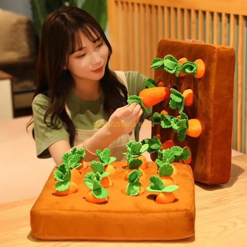 Zanahorias rellenas felpa creativas, juguete interactivo verduras suaves y realistas, juego estimulación cosecha