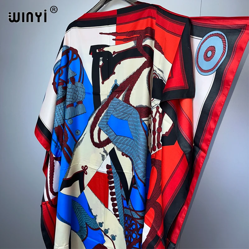 WINYI summer kaftan African Women Boho print Beach abaya dubai luxury Maxi Dress abaya muslim woman dubai Fashion evening dress