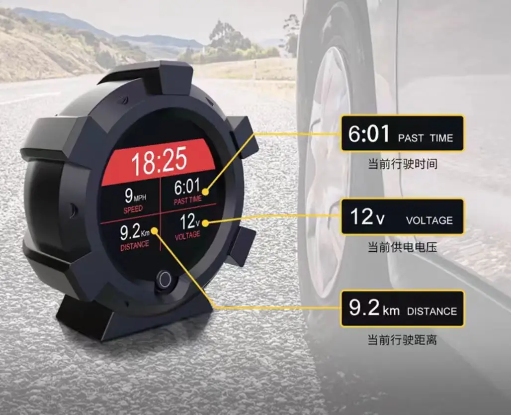 مقياس الميل الرقمي متعدد الوظائف للسيارة GPS زاوية السرعة المنحدر متر للمركبات على الطرق الوعرة لسوزوكي جيمي 2019 +