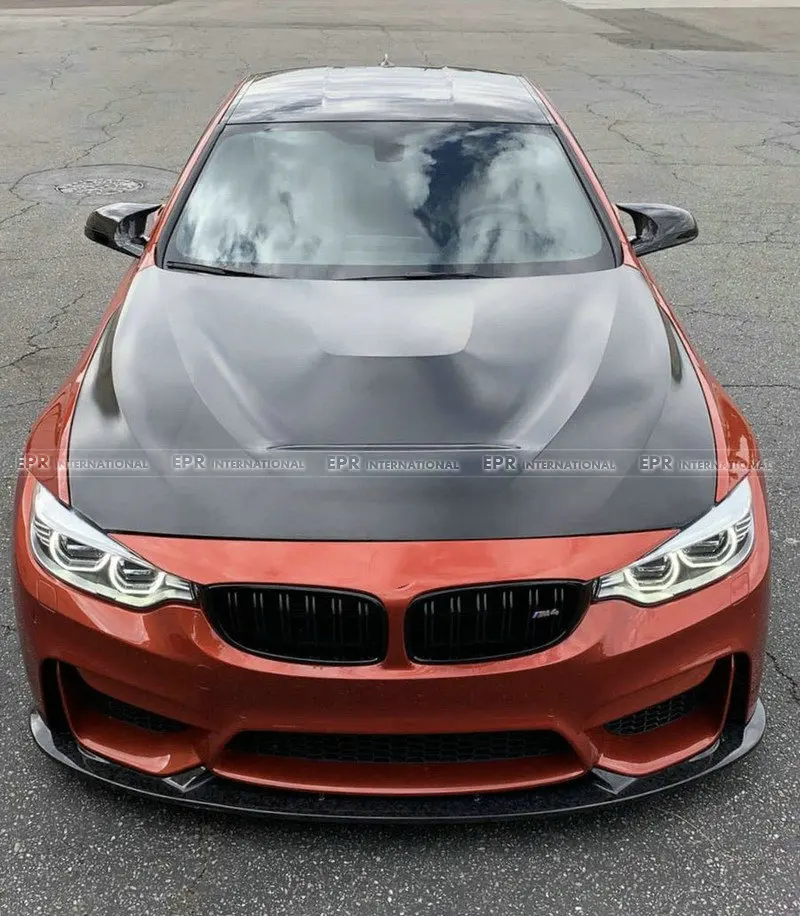 

Для BMW M3/M4 (F80/F82/F83) капот в стиле GTS (с пластиковым воздуховодом) - аэродинамический капюшон переднего кузова спортивного автомобиля,