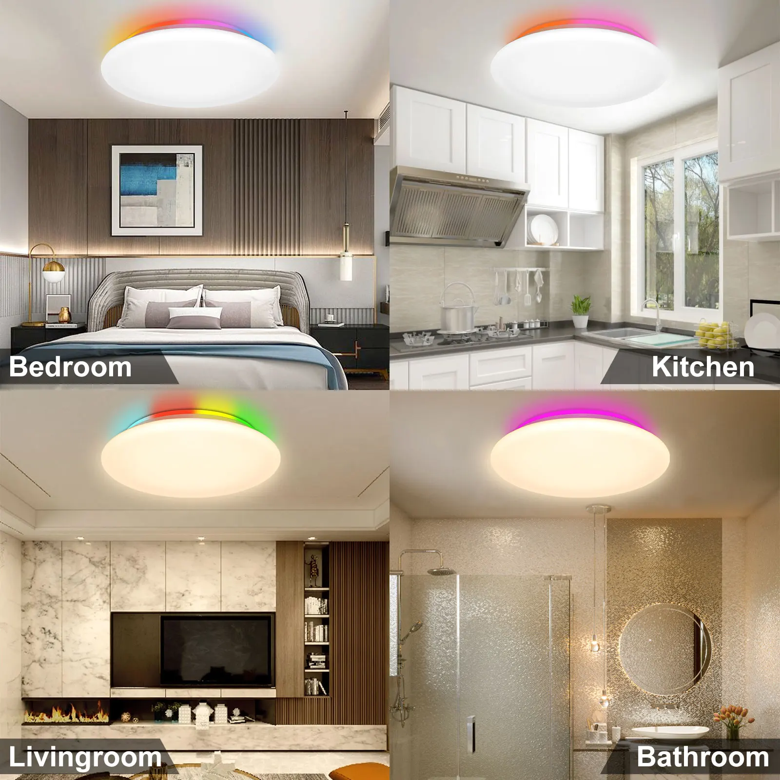 Imagem -04 - Inteligente Conduziu a Luz de Teto para Sala Estar Rgb-cct App Remoto Pode Ser Escurecido Música Alto Falante Lâmpada do Teto com Alexa Google Casa 28w wi fi