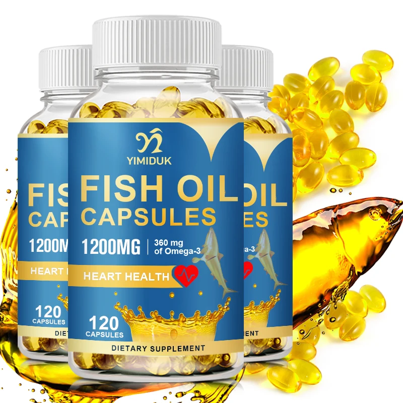 Omega 3 Fish Oil Capsules Supplement Rich Anti-aging Skin Eyes Heart Brain Health Support Immune System