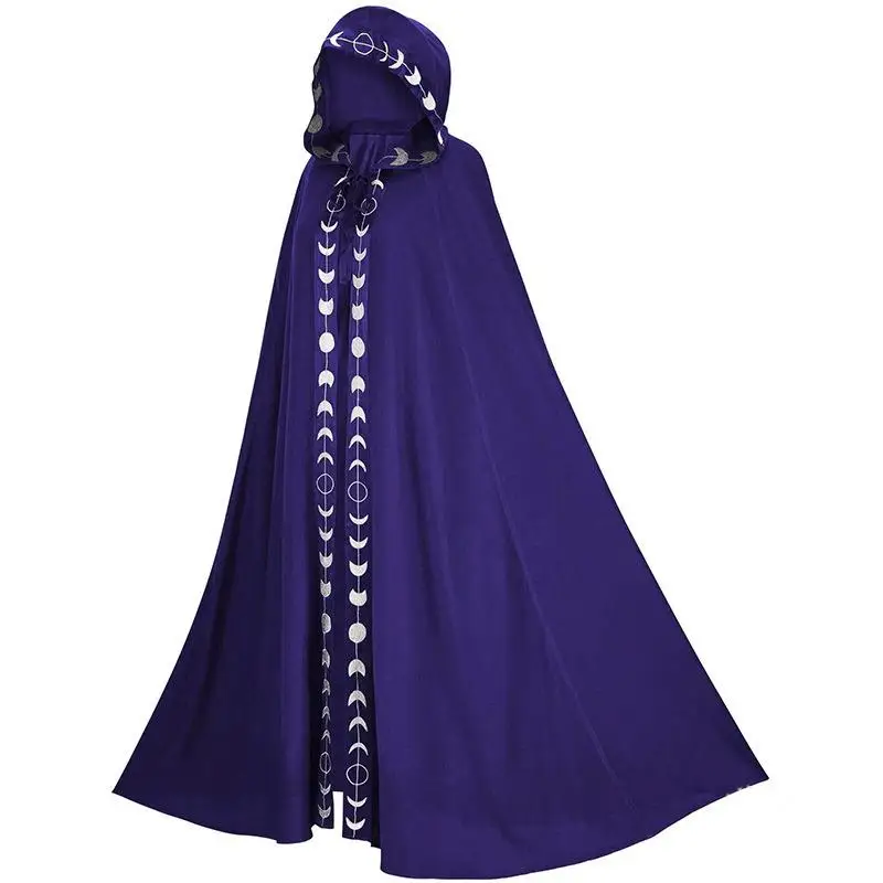 

Hooded Print Cowl Neck Robe Medieval Renaissance Halloween Cosplay Costume Five Colors Available Large Quantity Women's Wear